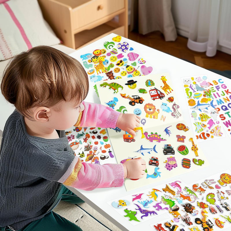BEESTECH 24 Sheets 500 + Stickers for Kids, Toddlers 2,3,4 Years Old, Teacher Reward Stickers, Potty Training Bulk with Dinosaur Animal Traffic, Sticker Book Included - Image 4